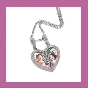 Broken Heart cubic zirconia pendant & necklace